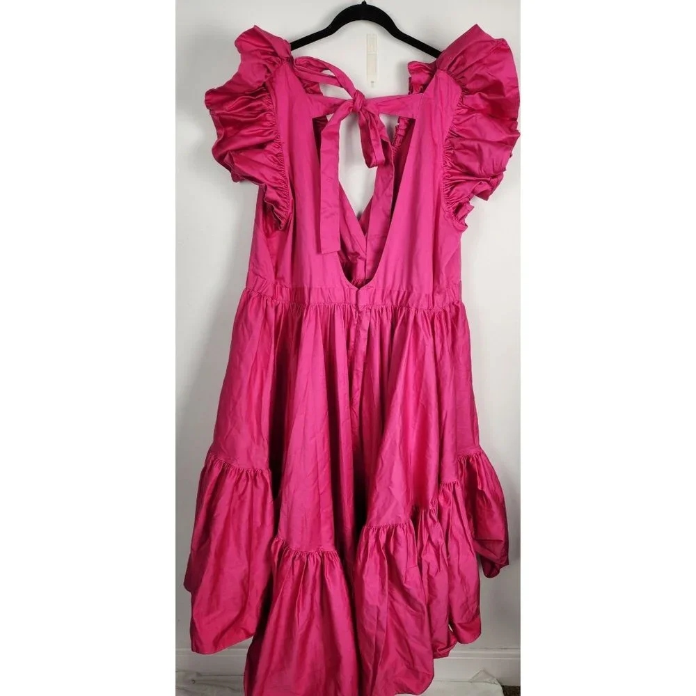 Making The Cut Women's 2X Magenta Ruffle Hi/Lo Midi Dress NWT - Picture 9 of 12